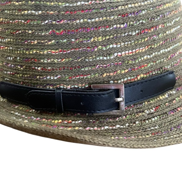 Nordstroms Olive Green Multicolor Wool Fedora Hat Leather Clasp✨Like New✨SZ OS - Picture 7 of 8